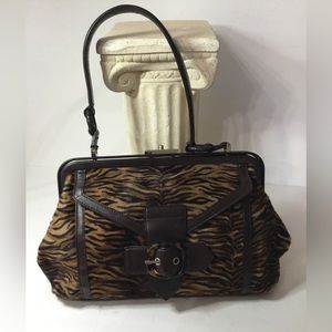 Via Spiga Designer Animal Print Leather Handbag EUC